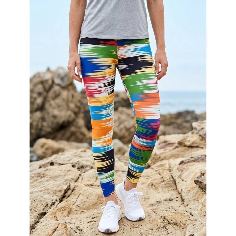 🔺️NWT LuLaRoe Bright Multicolor Ikat Striped Legging Pants One Size